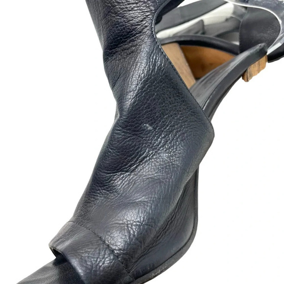 Vince Addie Cutout Black Leather‎ Sandal Wood Heels Size US 8 - Picture 10 of 14